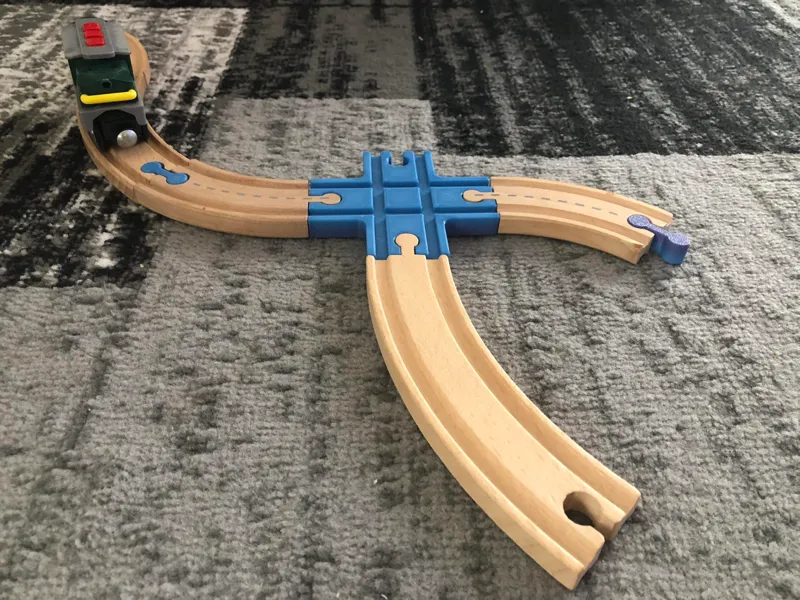 Train crossing for wooden trains and rails
