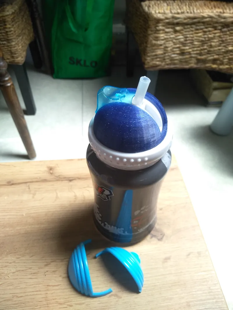 Repair of bottle cap with straw
