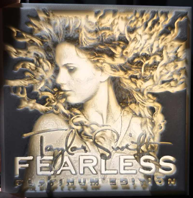Taylor Swift Fearless Album Cover - Double Thick 6mm Lithopane!