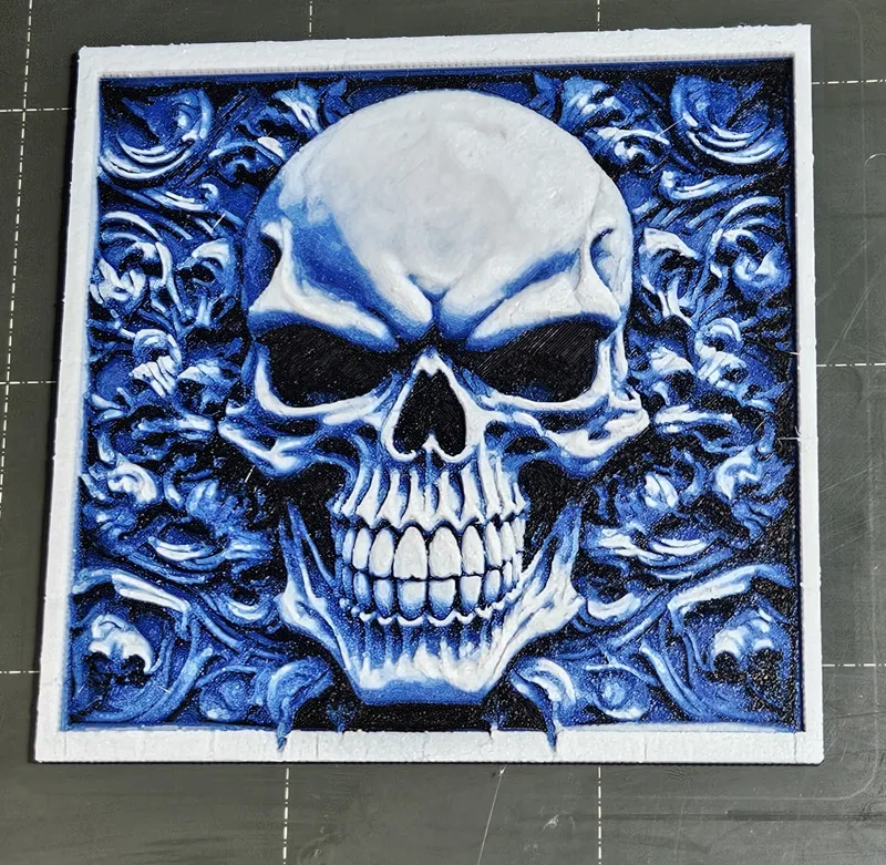 Skull With Ornate Background Hueforge Painting - Very 3d!