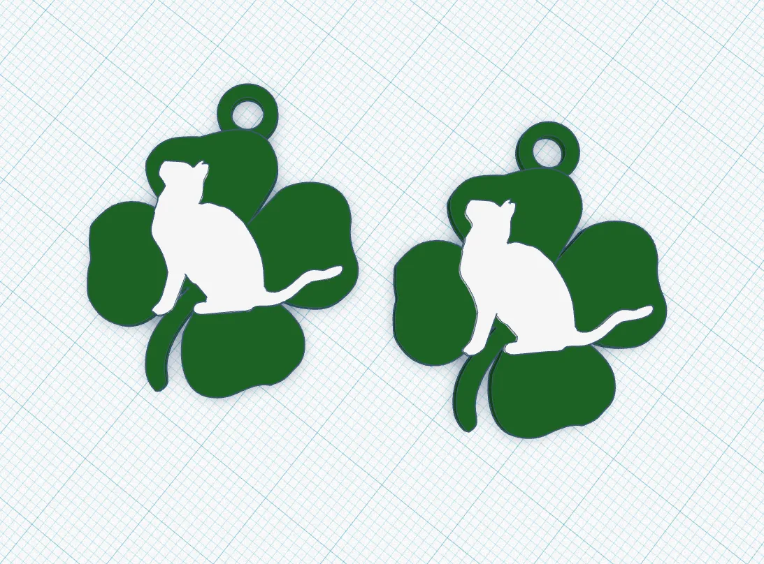 Shamrock Cat Earrings view 2