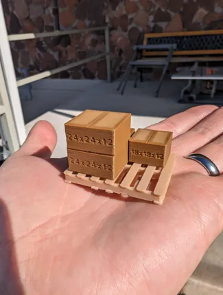 Miniature Scale Shipping Pallet and Boxes Tool and Desk Toy