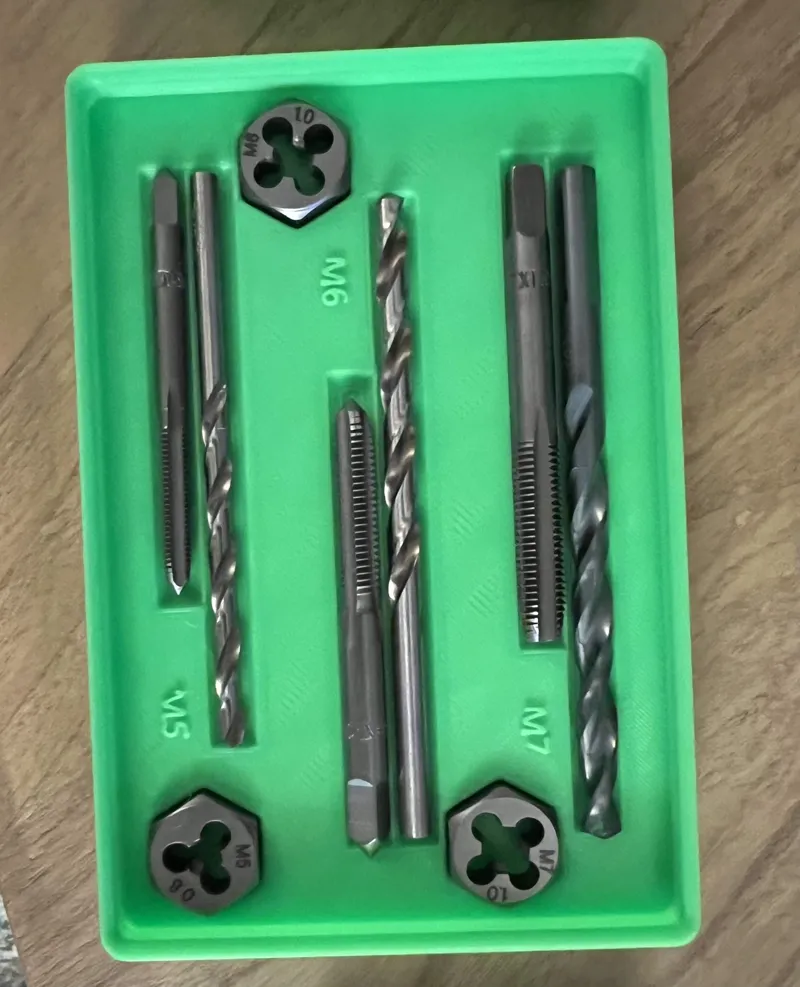 Gridfinity M5, M6, and M7 Tap and Die Holder