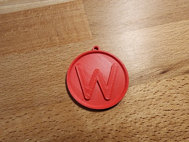'W' Alphabet Round Keychain