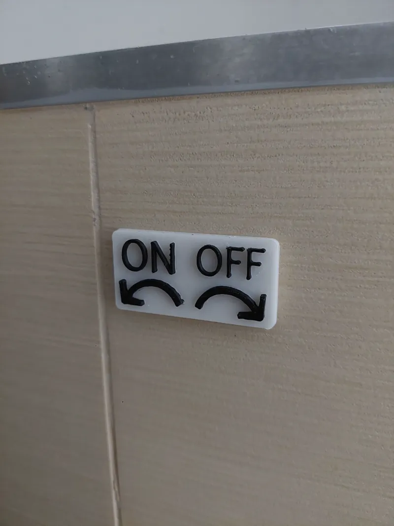 OnOff sign for rotating knobs