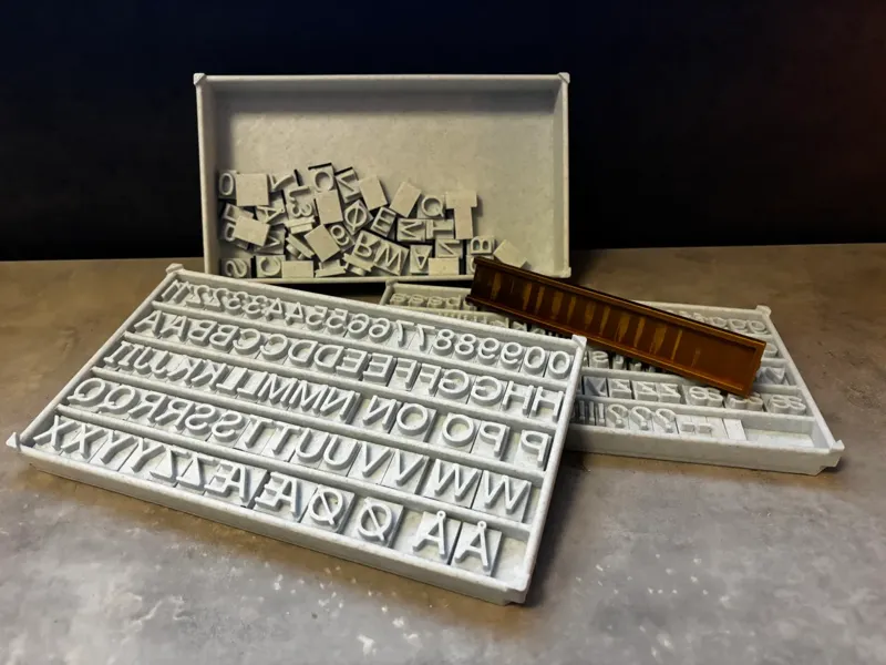 Alphabet pottery stamps
