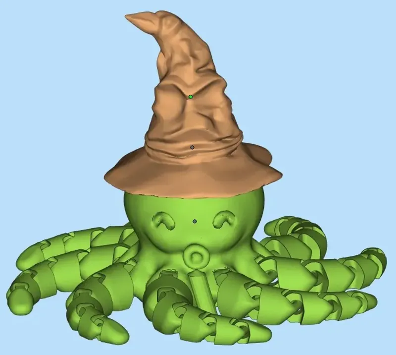 Cute articulated octopus with exchangeable hat (Here the Sorting Hat from Harry Potter)