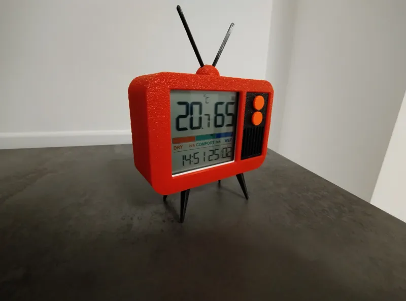 Old vintage TV - hygrometer thermometer sensor temperature stand