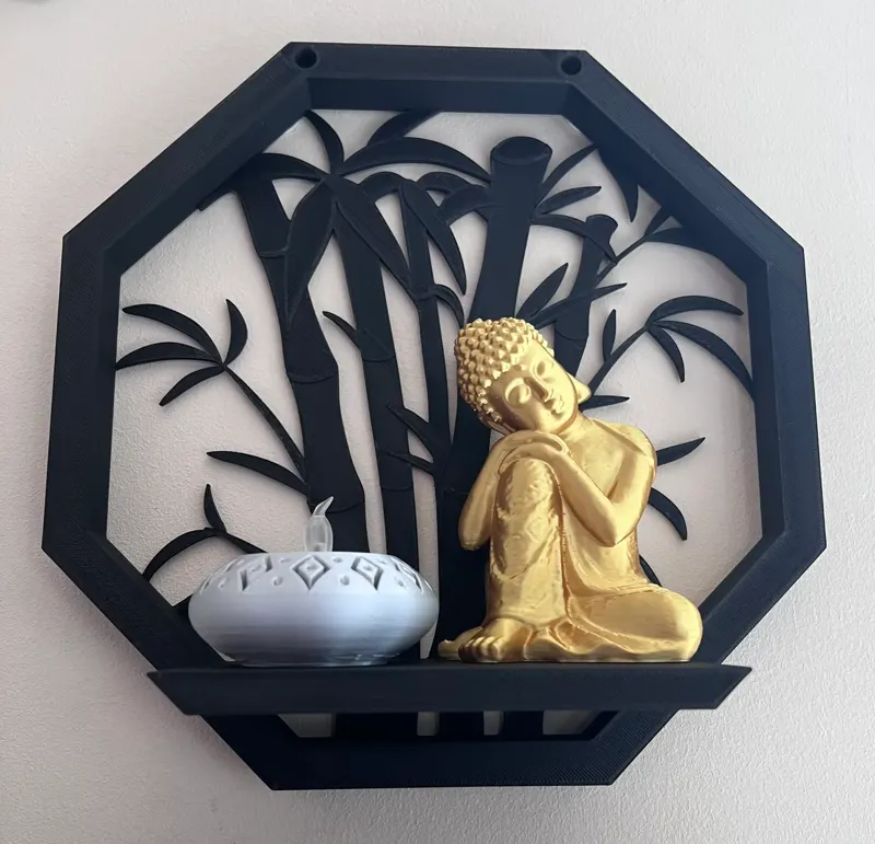 ETAGERE AVEC DECORATION BAMBOU AVEC TROUX OU SANS TROU.