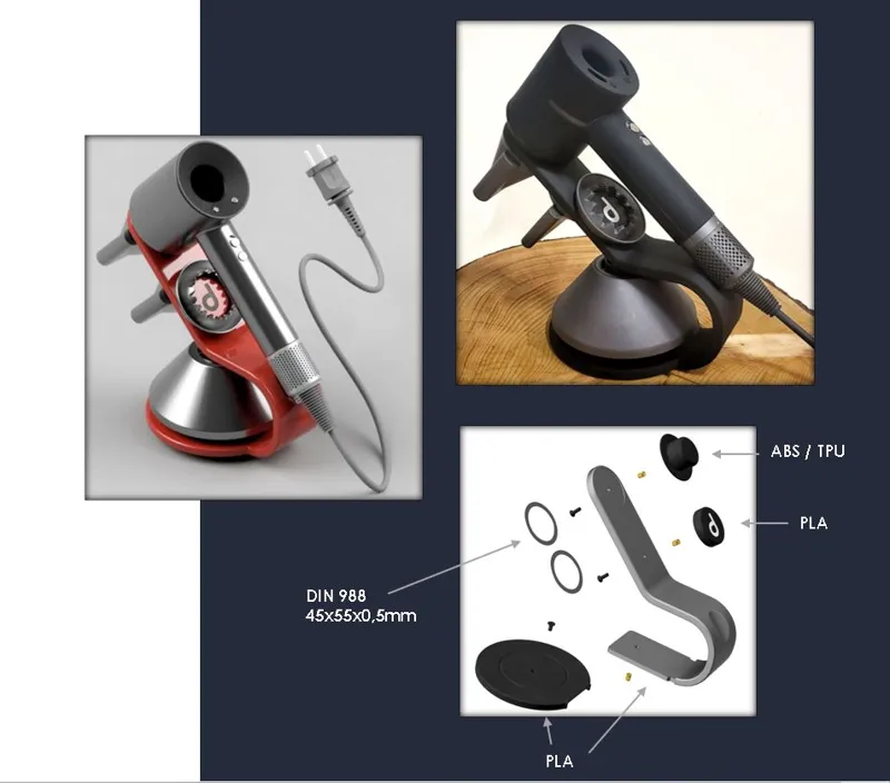 DYSON SUPERSONIC HAIR DRYER STAND WITH ATTACHMENT STORAGE