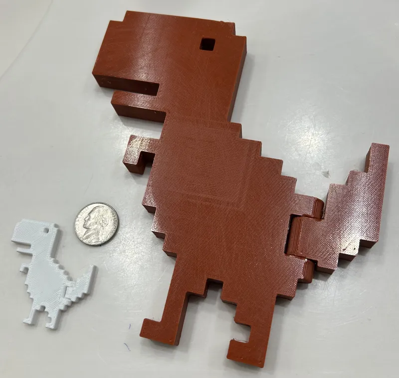 Google Error Dino, flexitail, print in place Sm/Lg