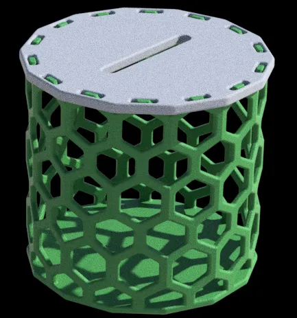 14-sided (tetradecagon) hexagonal piggy bank
