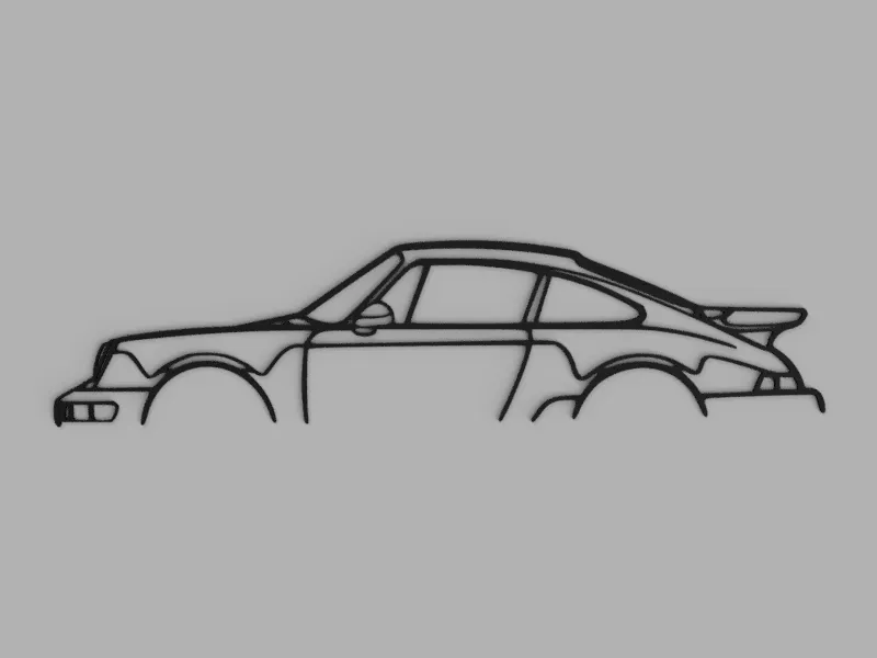 Porsche 911 Turbo Old Silhouette Wall Art - Free 3D Print Model ...
