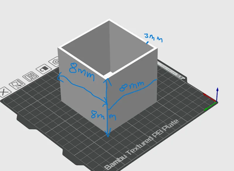 Box - 8 x 8 x 8 mm , 3mm wanddicke
