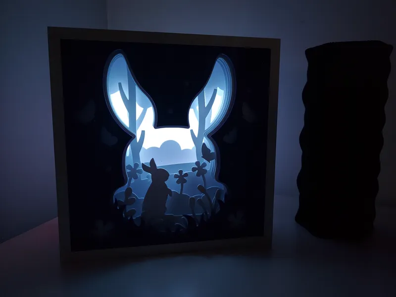 Floral Bunny Easter 3D Shadow Box