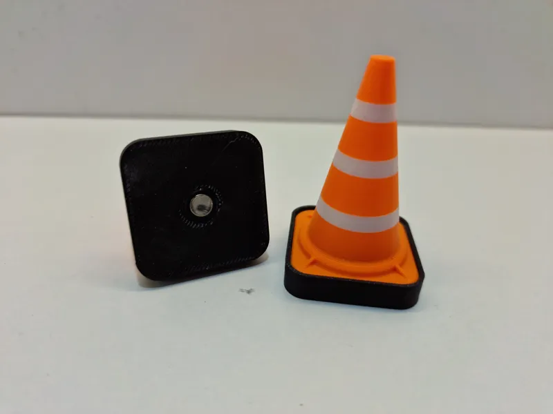 Base for traffic cone fridge magnet