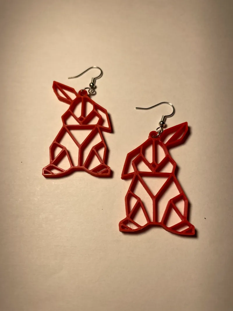 Geometric Bunny Animal Earrings / Keychain
