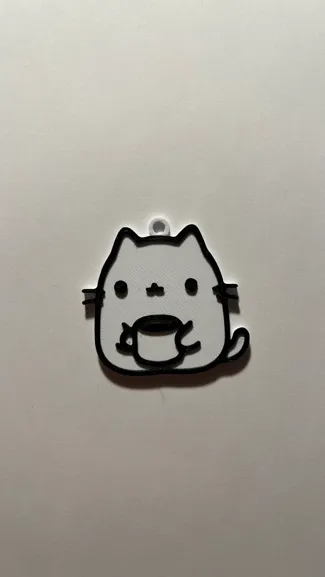 Cat Drinking Coffee Keychain For non AMS or color switching printers.