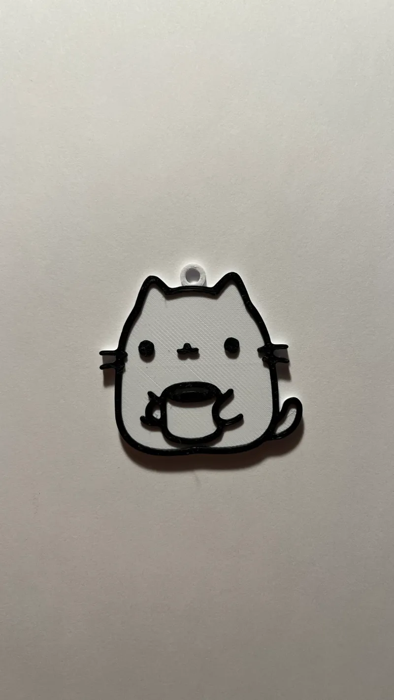 Cat Drinking Coffee Keychain For non AMS or color switching printers.