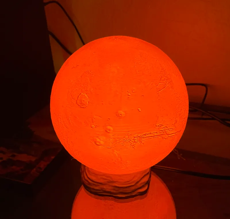 Mars Lithophane Lamp - 150mm