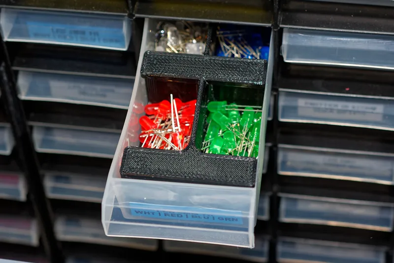 Quad Drawer Divider for Component/Parts Bins