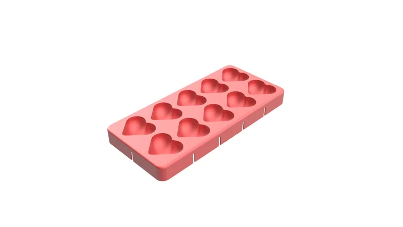 Heart-shaped mold for ice cubes