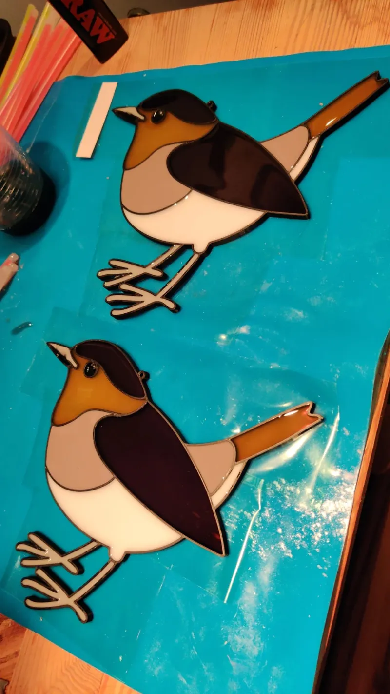 Small Bird Vector Faux Stained Glass Epoxy 