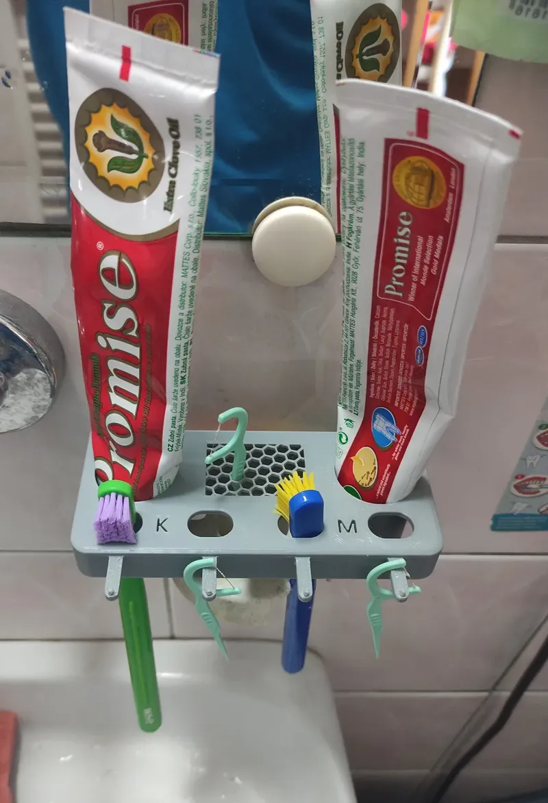 Holder for toothbrush, toothpaste, etc. 