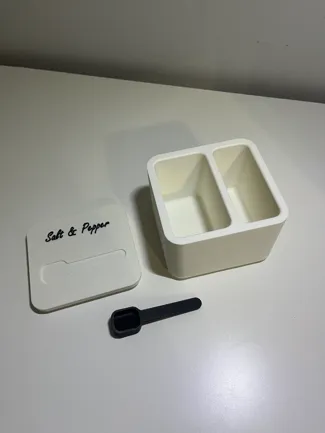 Square Salt and Pepper Container with Spoon Included