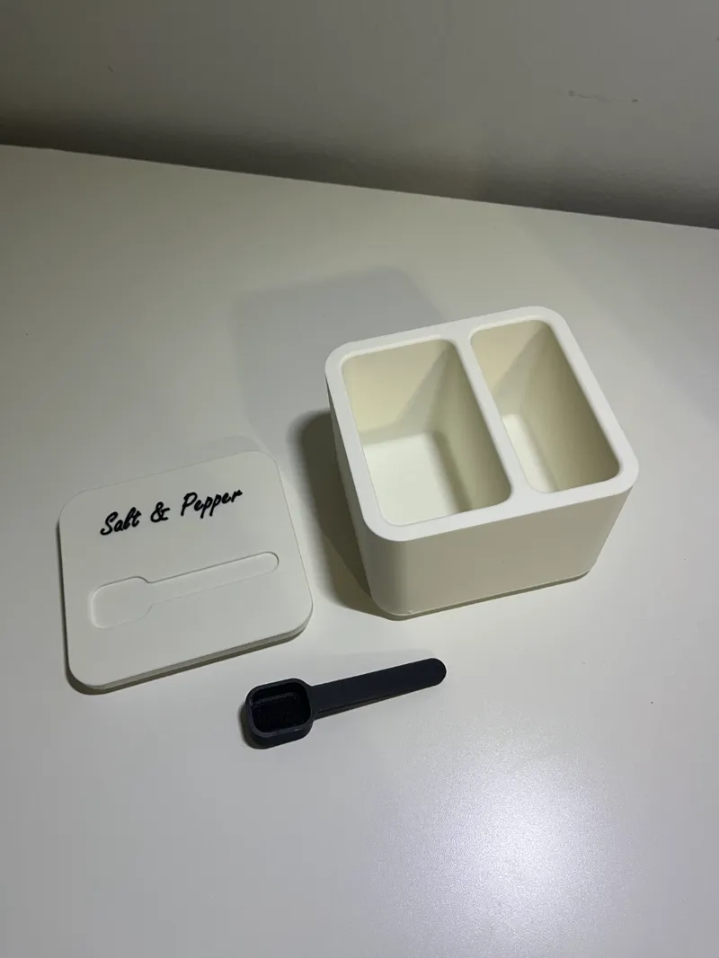 Square Salt and Pepper Container with Spoon Included