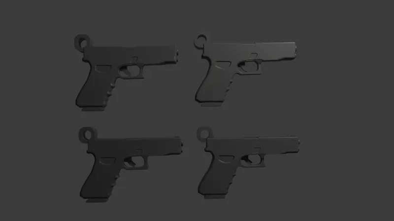 mini Glock on keychain(with rings)