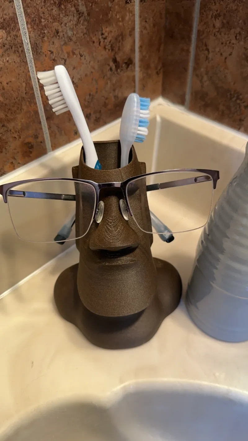Moai Eyeglasses and Toothbrush Holder