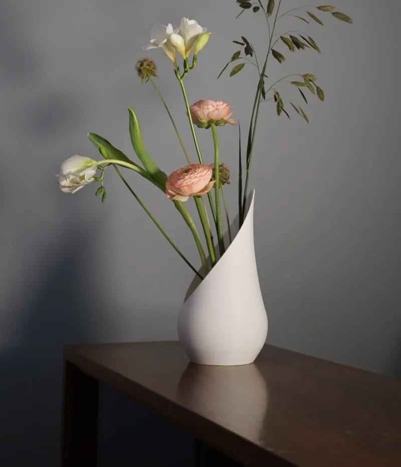 Modern Vase with Integrated Flower Frog