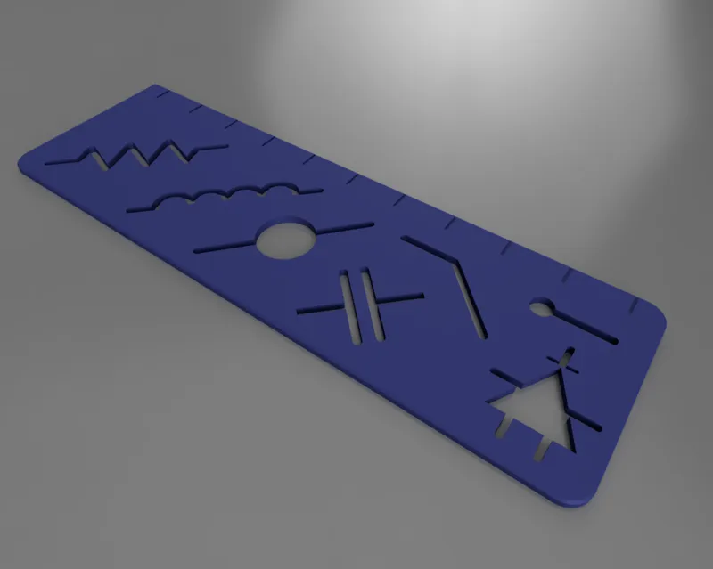 Stencil ruler for basic electronic circuit drawing