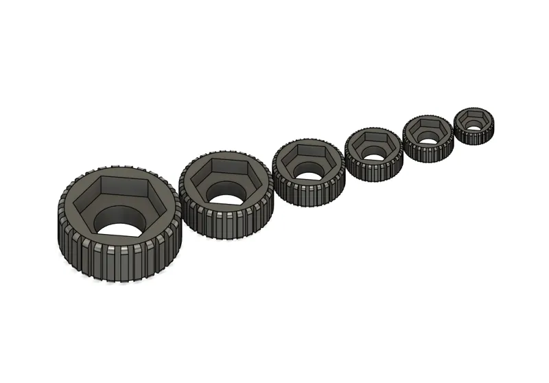 Gripped / Fluted knobs for metric nuts
