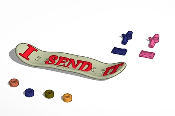 Tech deck "I send it" skateboard.