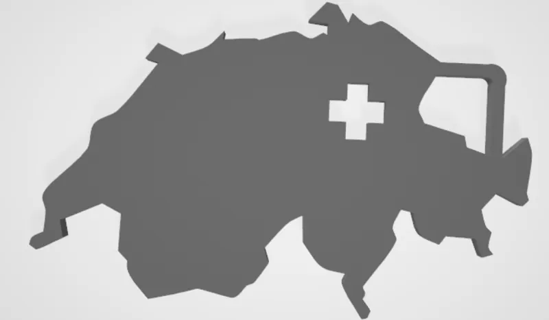 Keychain shape of Switzerland and cross