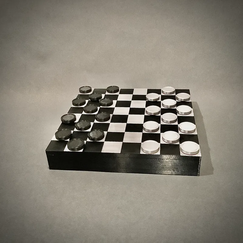 checkers set with piece storage