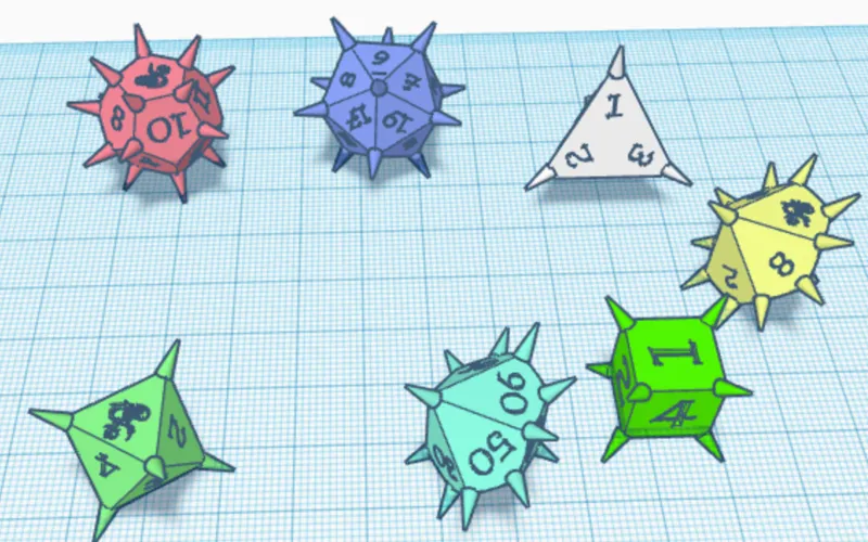 d&d dice set with spikes