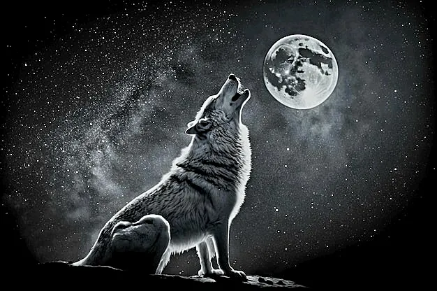 Wolf Howling at the Moon 