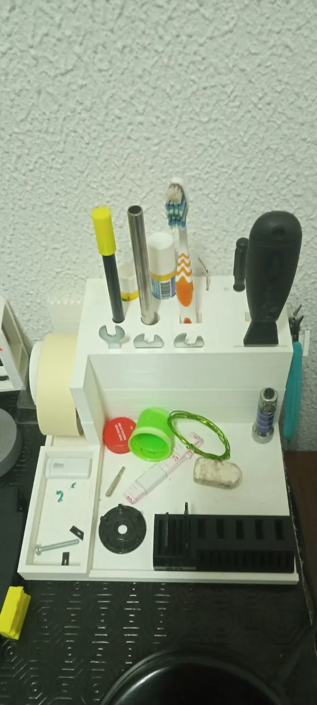 Tool holder with tray and duct tape