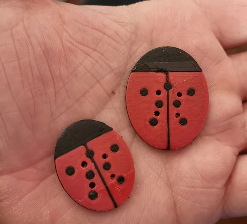 Adorable Ladybug Button - Print In Two Colors !