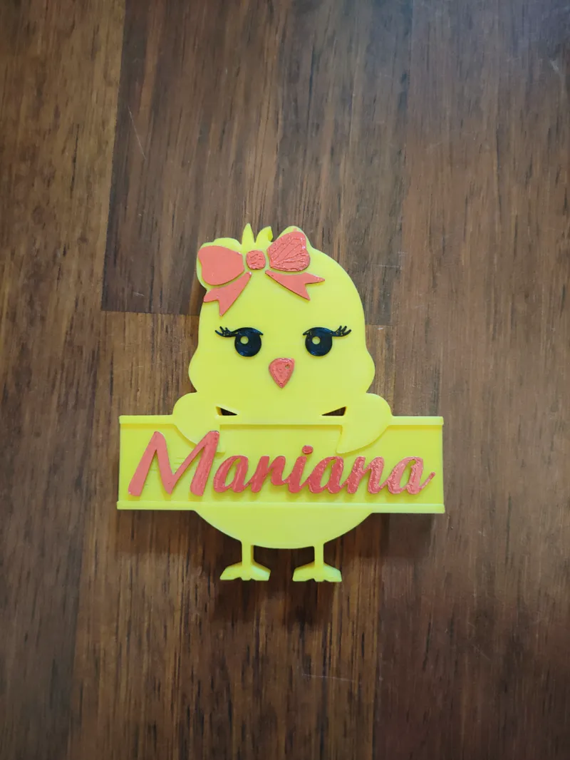 Chick with custom name plate