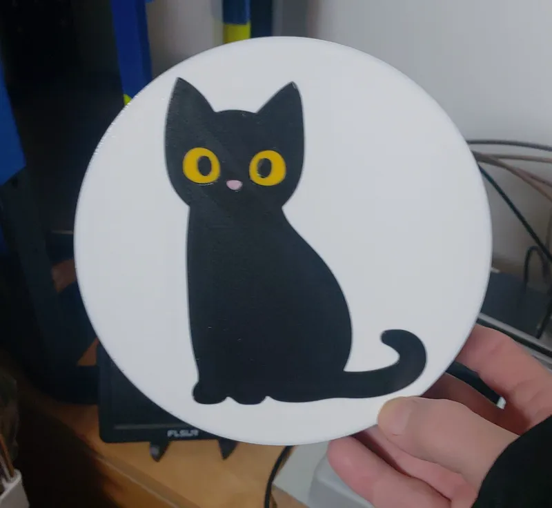 Feline LED Lamp with Black Cat Yellow Eyes Pink
