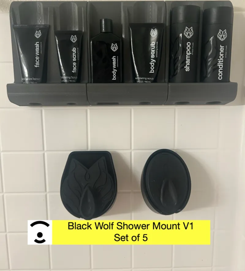 Black Wolf Shower Set Mount (set of 5)