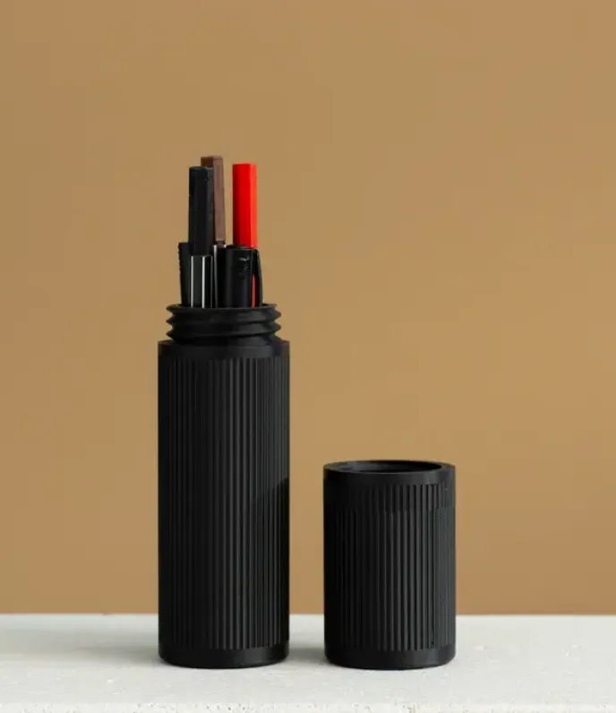 Ribbed Pencil Travel Case (Threaded Lid)