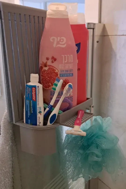 All-in-One Towel Hanger & Bathroom Shelf