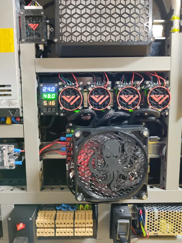 DIN rail support for four mini voltmeters
