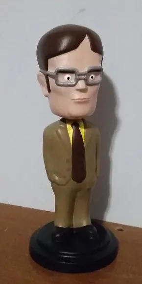 Dwight Schrute bobblehead with printed spring