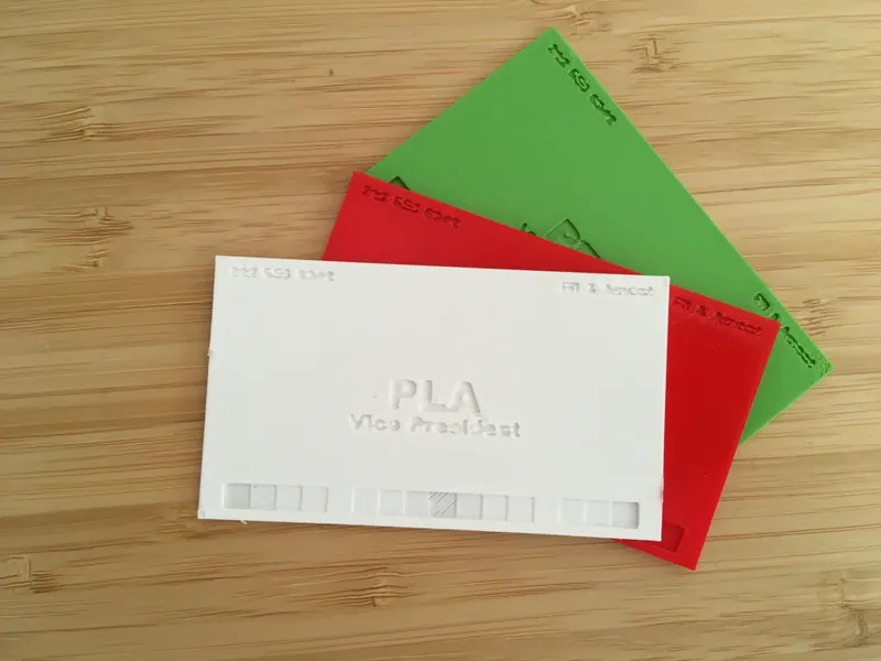 Business Card Style Filament Swatches